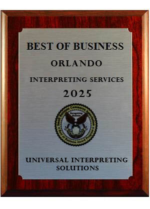 Best of Business Orlando – Interpreting Services 2025 Plaque